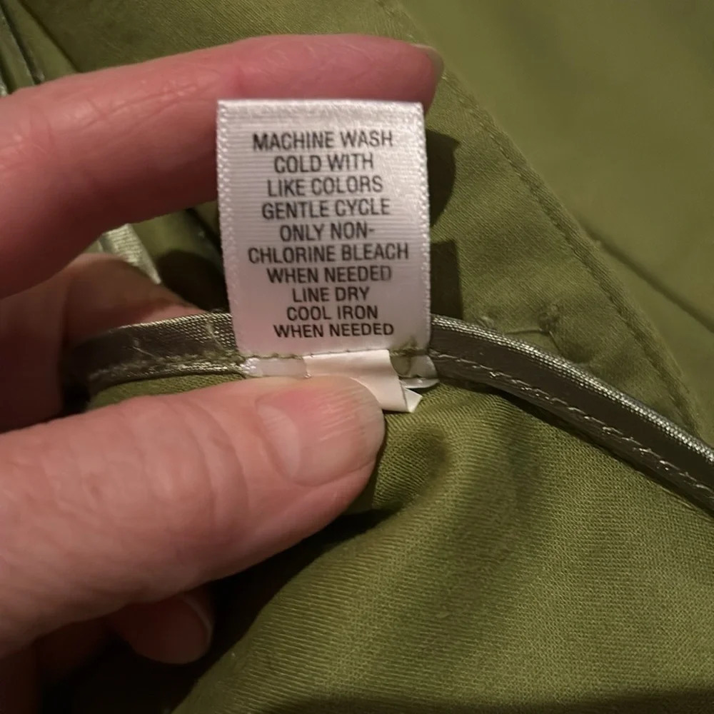 Mossimo Women's Short Trench Coat Green Snap Big Button size Medium - Picture 4 of 10